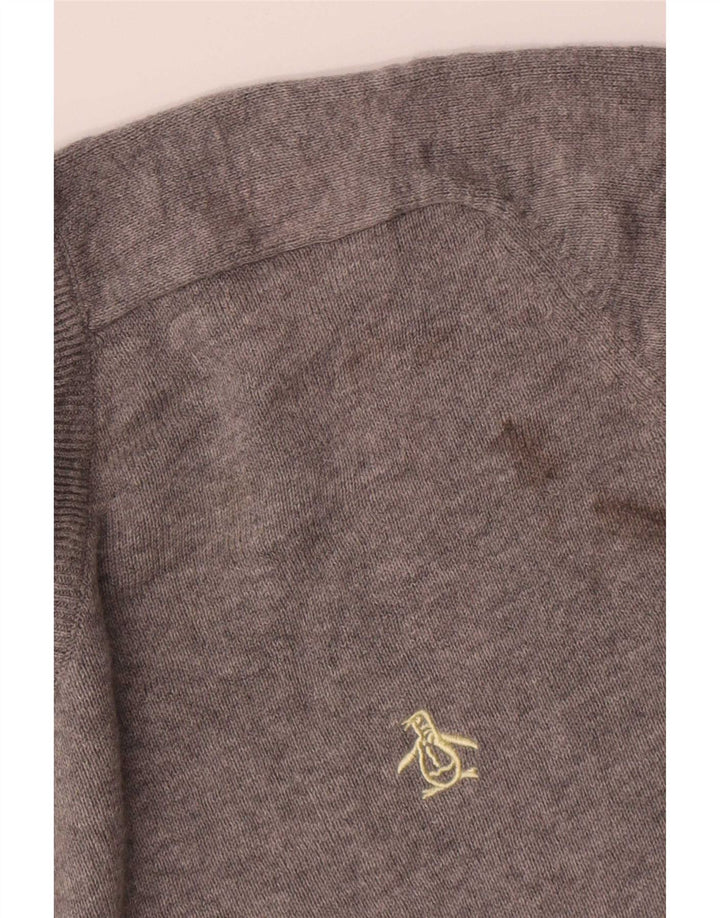 Penguin Herren-Pullover mit V-Ausschnitt, Größe L, Grau