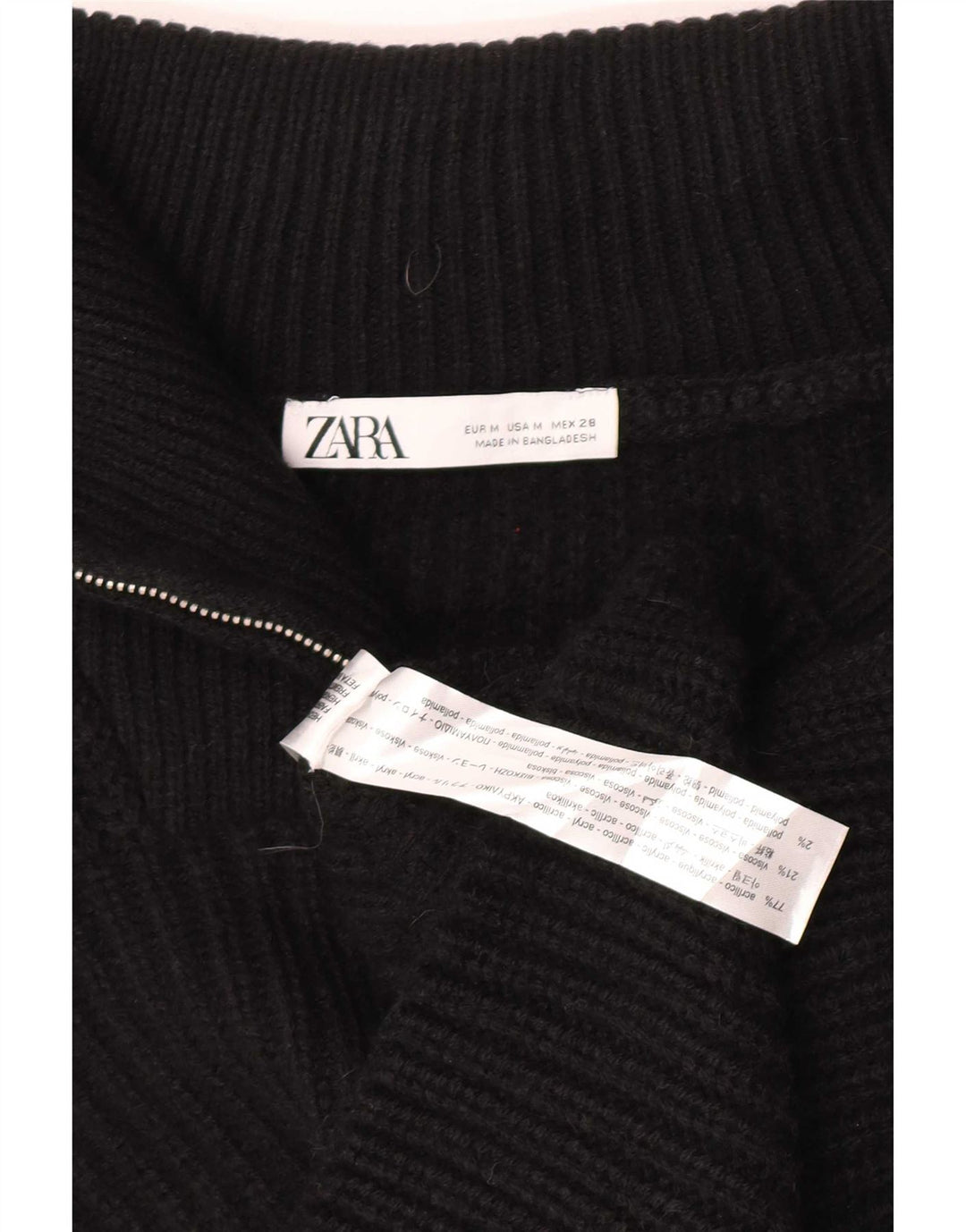 Zara Damen-Tanktop, übergroß, bauchfrei, mit Reißverschluss, Ausschnitt, Gr. 14, mittelschwarz