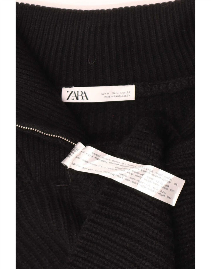Zara Damen-Tanktop, übergroß, bauchfrei, mit Reißverschluss, Ausschnitt, Gr. 14, mittelschwarz