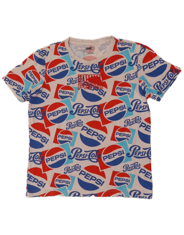 Puma Herren Grafik-T-Shirt-Oberteil aus mittelweißer Baumwolle