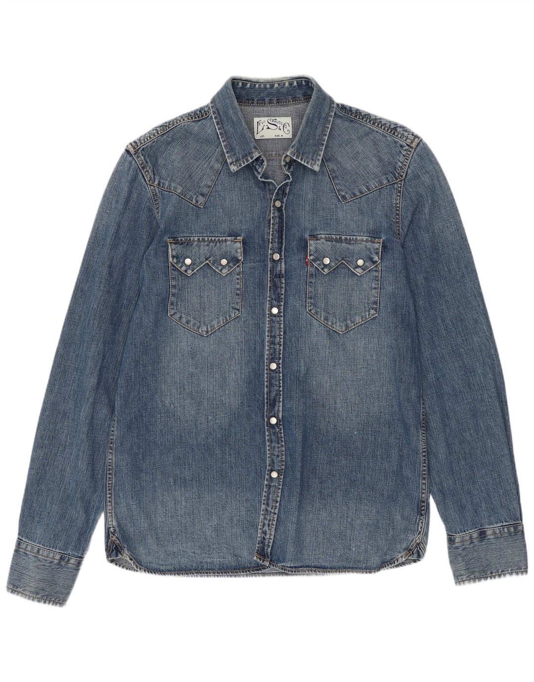 Levi's Herren-Western-Jeanshemd aus mittelblauer Baumwolle