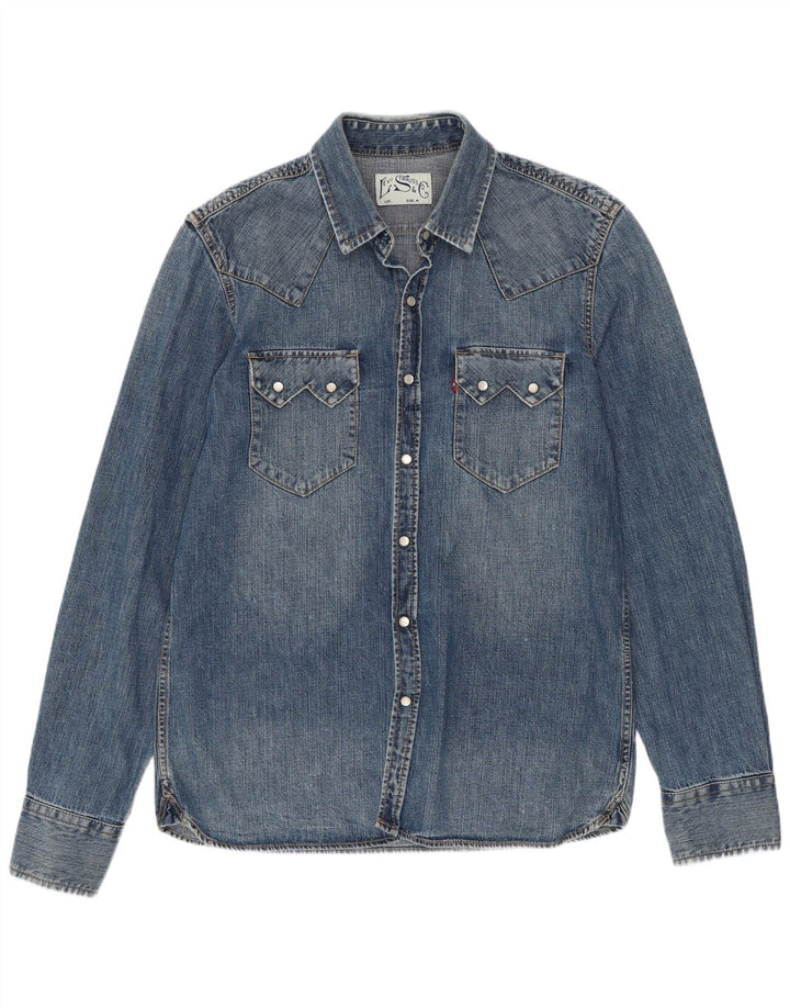 Levi's Herren-Western-Jeanshemd aus mittelblauer Baumwolle