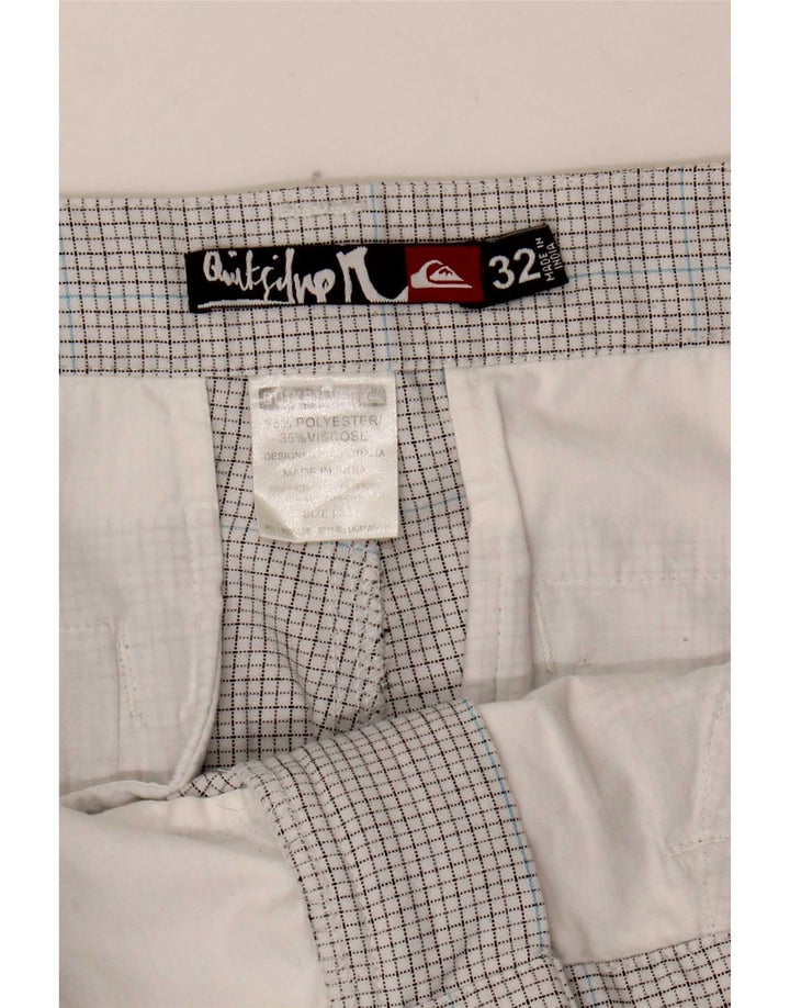 Quiksilver Herren-Cargoshorts W32, großes, weiß kariertes Polyester