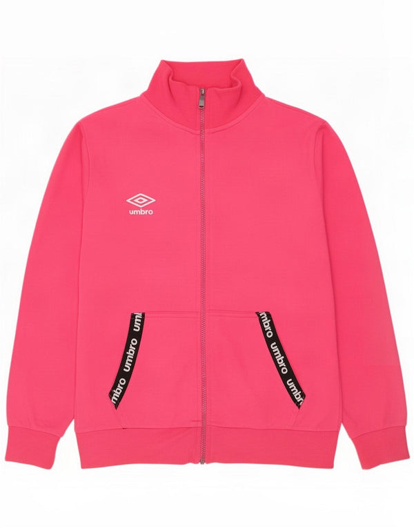 Umbro Womens Graphic Trainingsanzug Top Jacke UK 14 Large Pink Colourblock