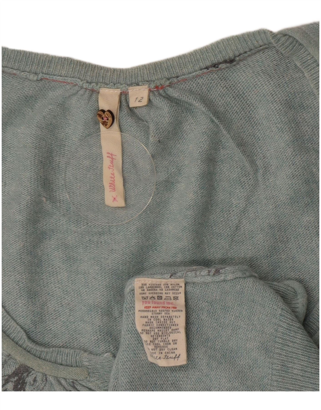 White Stuff Damen-Cardigan-Pullover UK 12 Mittelblaue Viskose mit Blumenmuster