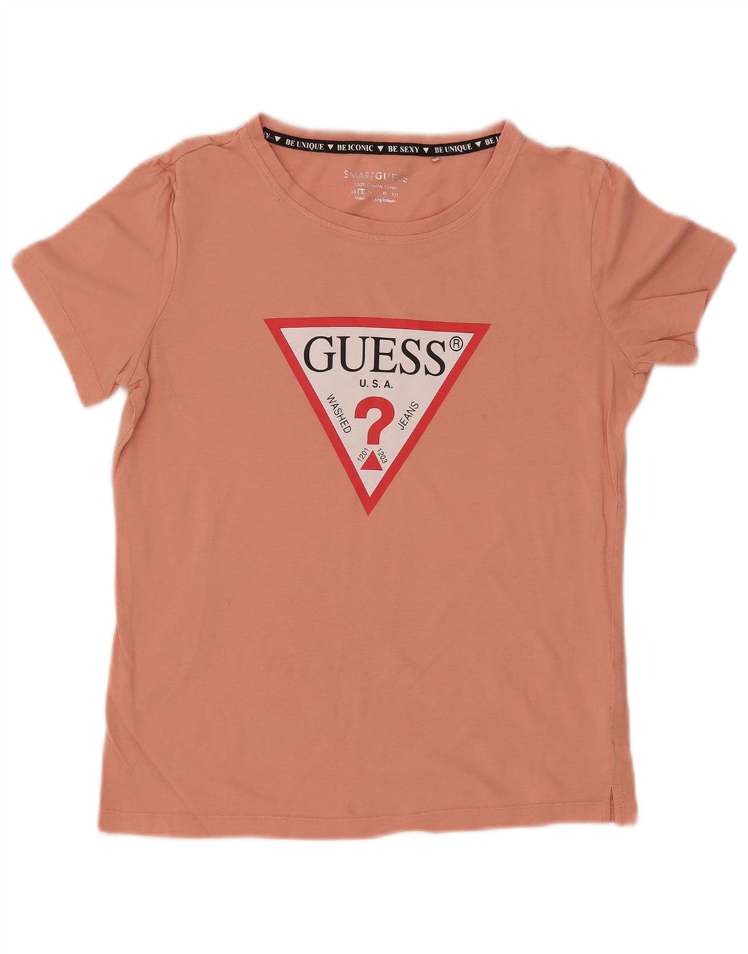 GUESS Damen Grafik T-Shirt Top UK 10 Small Rosa Baumwolle
