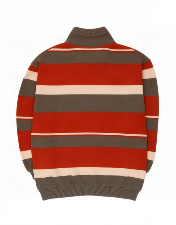 Engbers Herren-Pullover mit Reißverschluss am Hals, 2XL, mehrfarbig, gestreift, Baumwolle