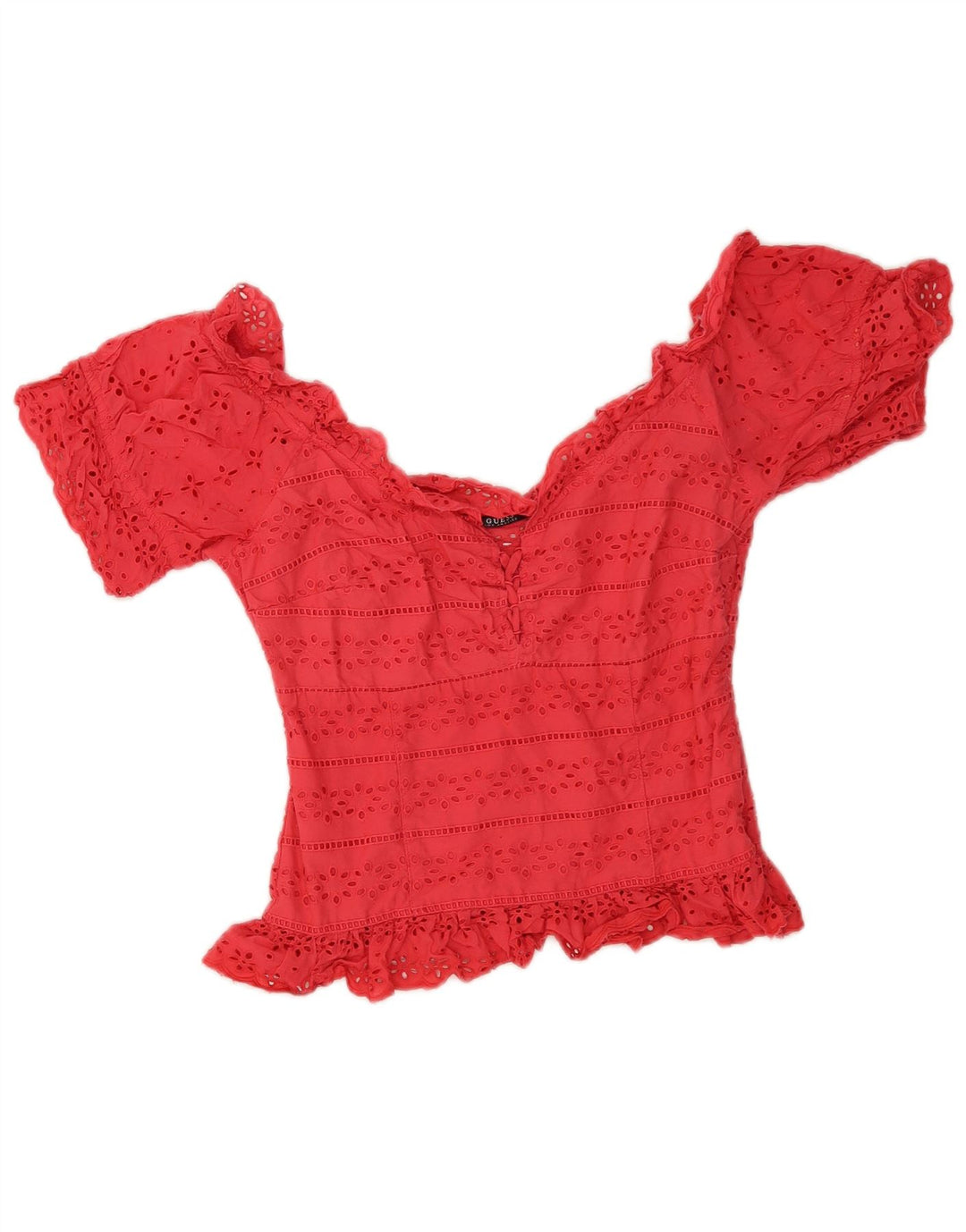 Guess Damen Crop Bluse Top UK 10 Small Pink