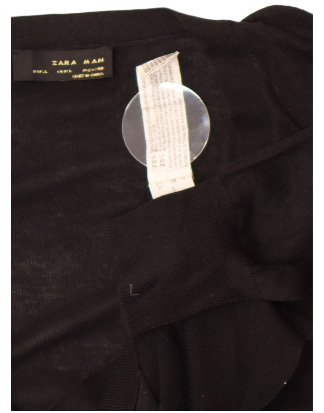 Zara Herren-Strickjacke, groß, schwarze Seide