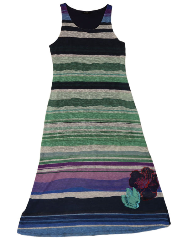 Desigual Damen ärmelloses Maxikleid UK 18 XL Mehrfarbiges Blumenmuster