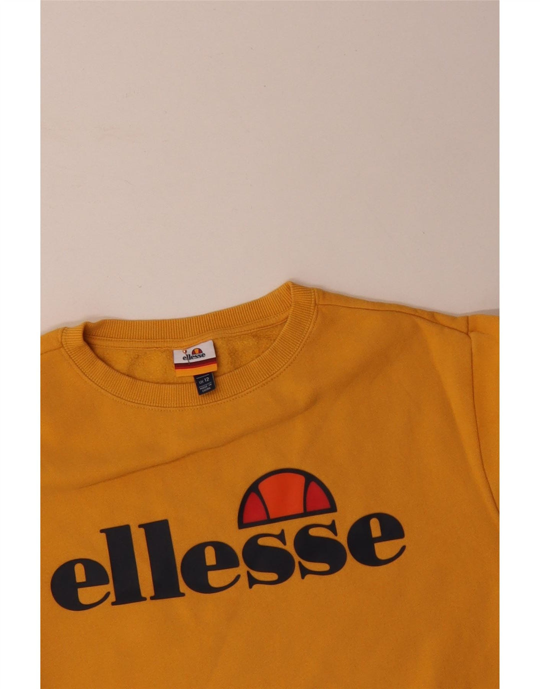 ELLESSE Womens Graphic Oversized Sweatshirt Pullover UK 12 Mittelgelb