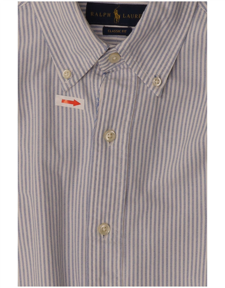 Ralph Lauren Herren-Hemd mit klassischer Passform, mittelblau, gestreift, Baumwolle