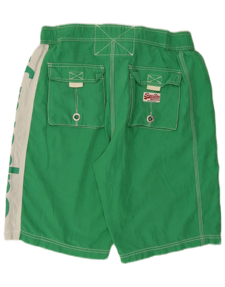 Superdry Herren-Badeshorts mit Grafik, XL, grünes Farbblock-Polyester