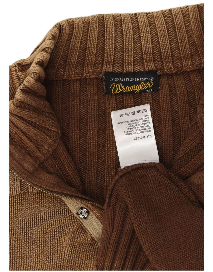 Wrangler Herren-Pullover mit Reißverschluss am Hals, XL, braune Baumwolle