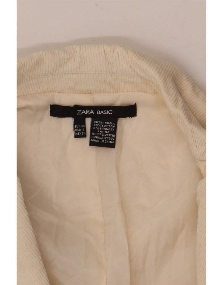 Zara Damen 2-Knopf-Blazer aus Cord, EU 36, XS, gebrochene weiße Baumwolle