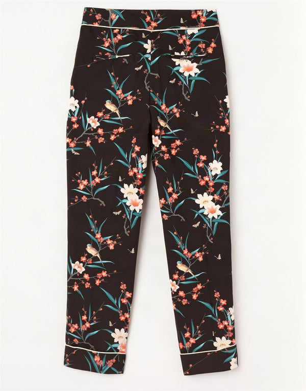 Oasis Slim Cropped-Hose für Damen, UK 8, Größe S, W28, L26, Schwarz mit Blumenmuster