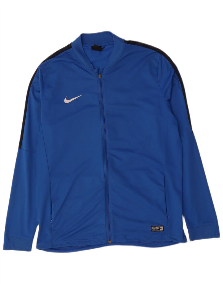 NIKE Herren Dri Fit Trainingsanzug Top Jacke XL Blau Colourblock Polyester