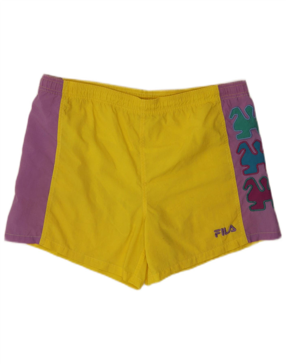 FILA Herren-Badeshorts mit Grafik, IT 50, groß, gelb, Farbblock