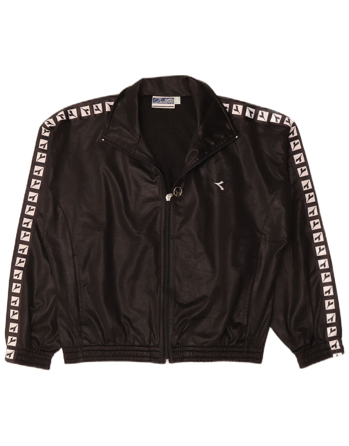 DIADORA Damen-Trainingsanzug, übergroß, mit Grafik, UK 10, Größe S, Schwarz