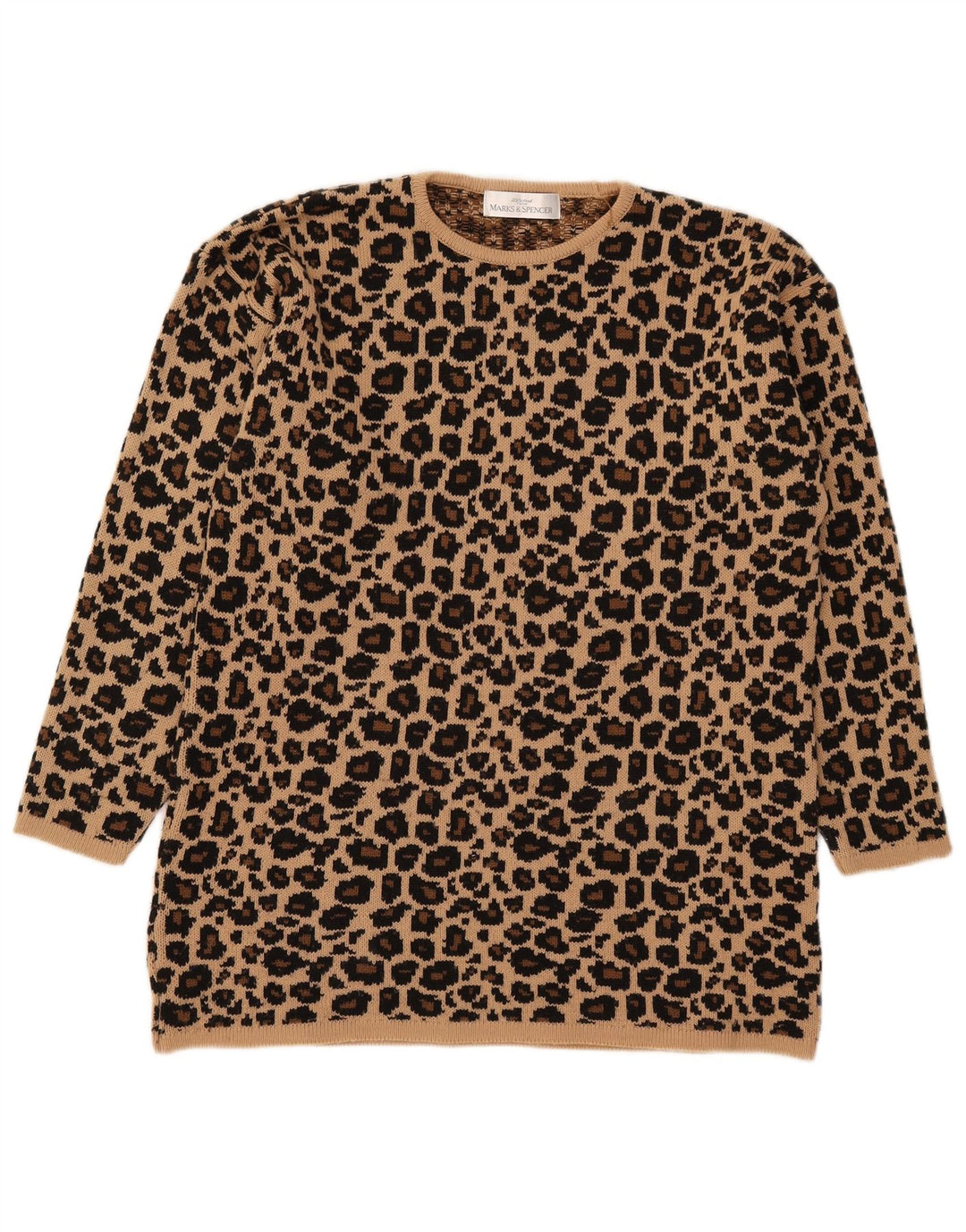 Marks & Spencer Damen-Pullover mit Rundhalsausschnitt, Gr. 14, Braun