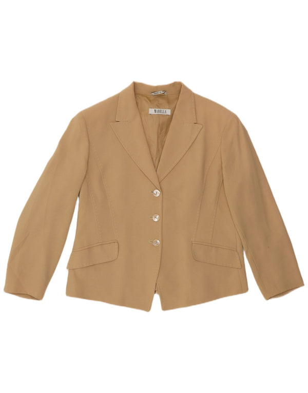 Marella Damen 3-Knopf-Blazerjacke UK 18 XL Beige Viskose