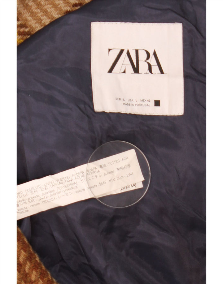 Zara Herrenmantel UK 40 Große braun karierte Wolle