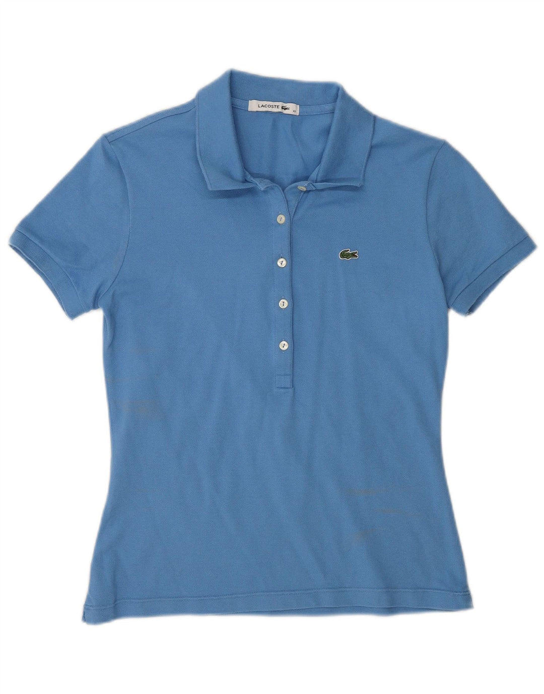 Lacoste Damen-Poloshirt, Größe 40, mittelblaue Baumwolle