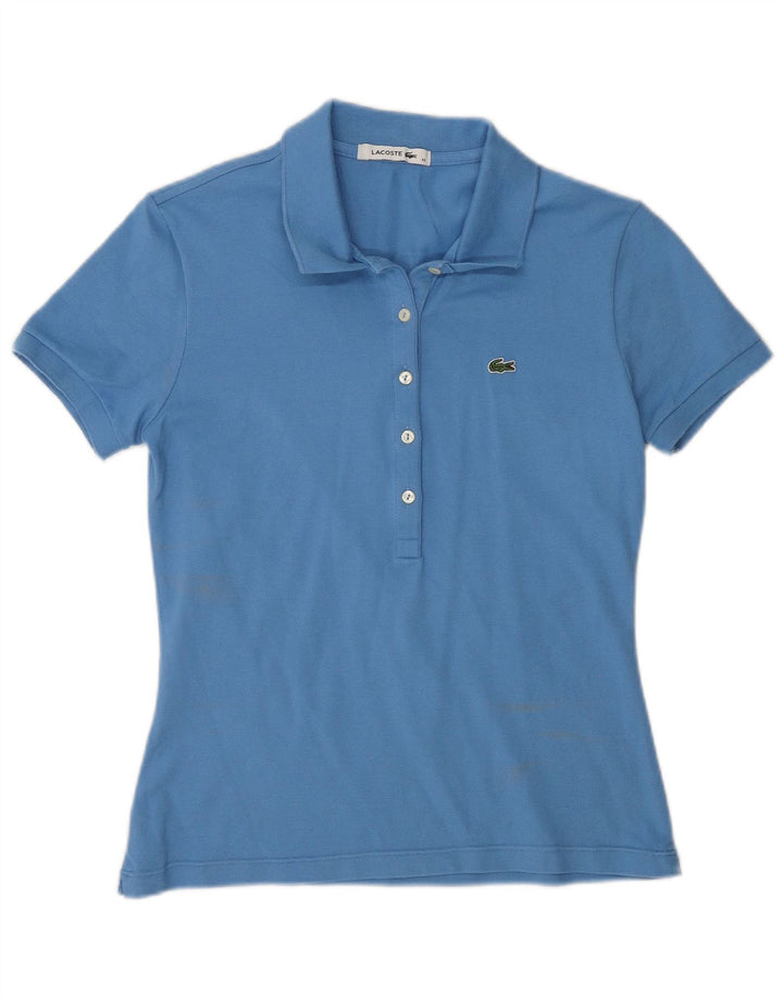 Lacoste Damen-Poloshirt, Größe 40, mittelblaue Baumwolle