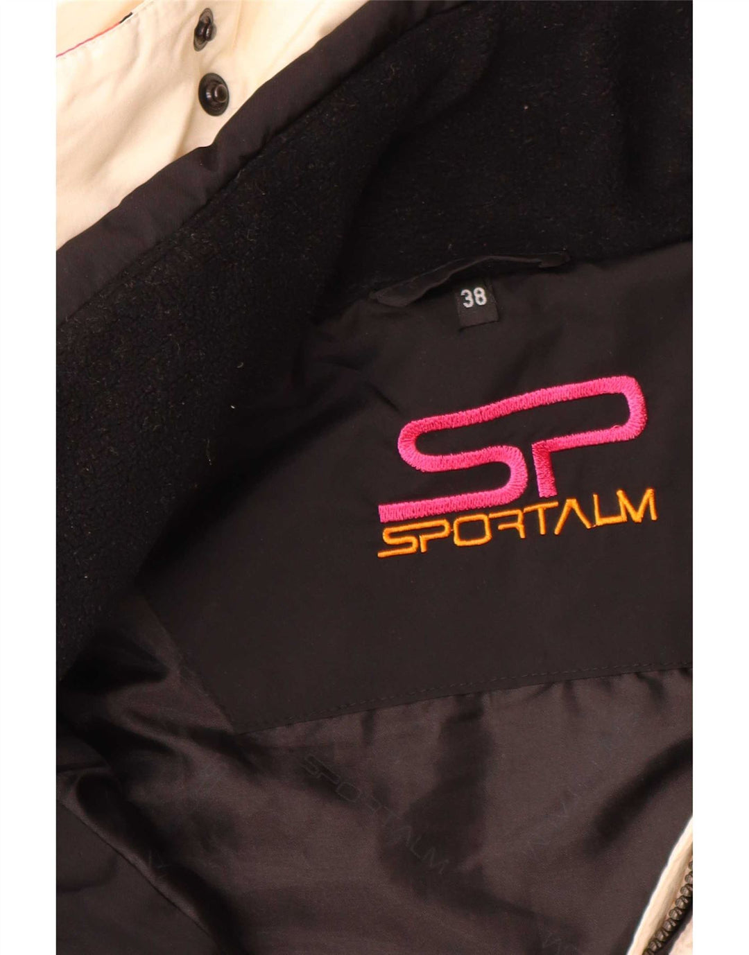 Sportalm Damen-Skijacke mit Kapuze, EU 38, Medium, gebrochenes Weiß, geblümtes Polyamid