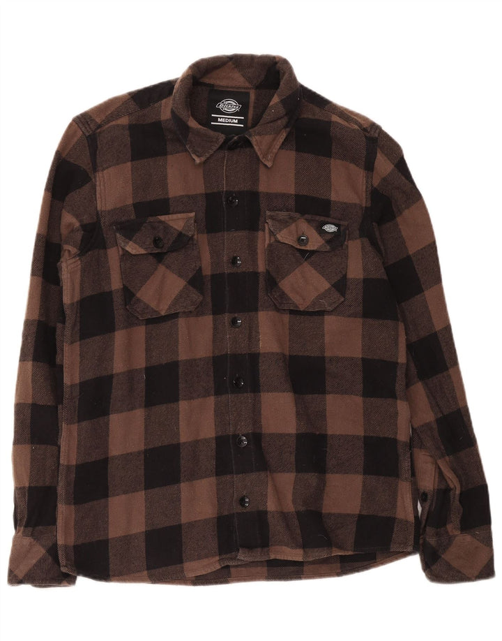 Dickies Herren-Flanellhemd aus mittelbrauner Gingham-Baumwolle