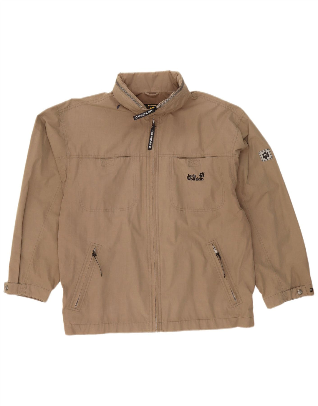 JACK WOLFSKIN Herren-Utility-Jacke mit Kapuze, UK 40/42, großes braunes Polyester