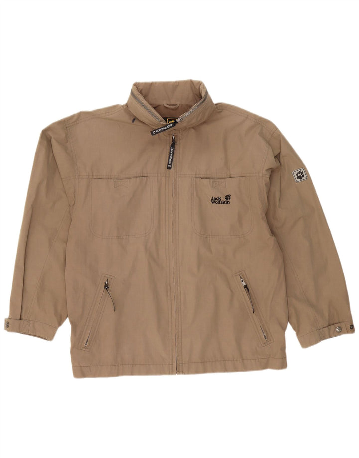 JACK WOLFSKIN Herren-Utility-Jacke mit Kapuze, UK 40/42, großes braunes Polyester