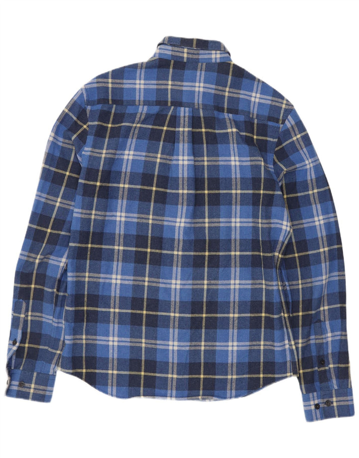 Penguin Herren Heritage Fit Slim Flanellhemd aus mittelblau karierter Baumwolle
