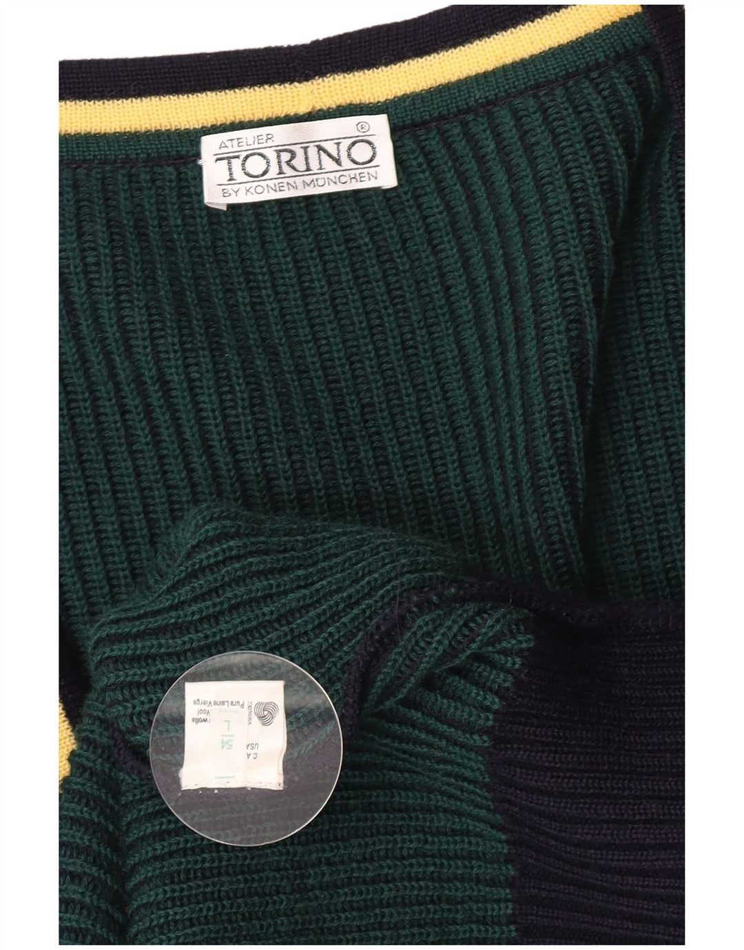 Konen Munchen Herren Strickjacke Pullover EU 54 Große Marineblaue Schurwolle