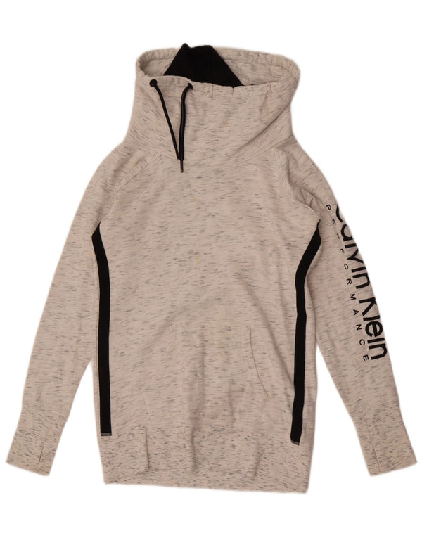 Calvin Klein Damen Grafik-Sweatshirt-Pullover UK 10 Small Grau meliert