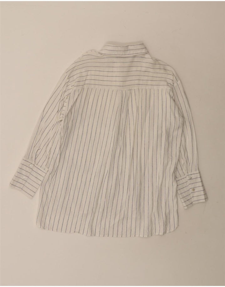 Langes, übergroßes Damenhemd von Zara, Gr. 10, Größe S, Weiß, Nadelstreifen
