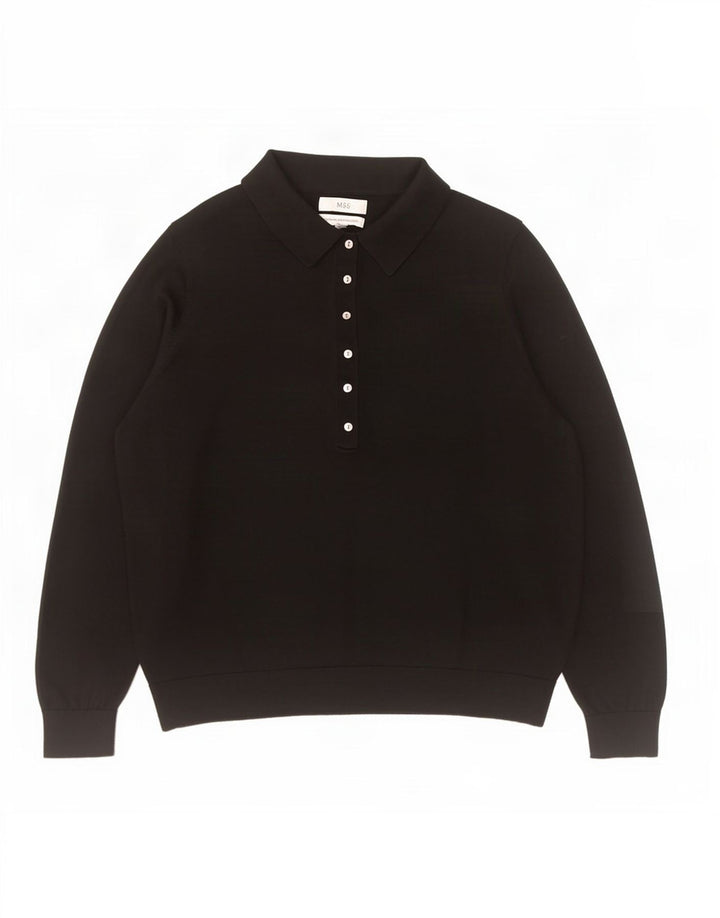 Marks & Spencer Damen-Pullover mit Polokragen, Gr. 40, Größe L, Schwarz