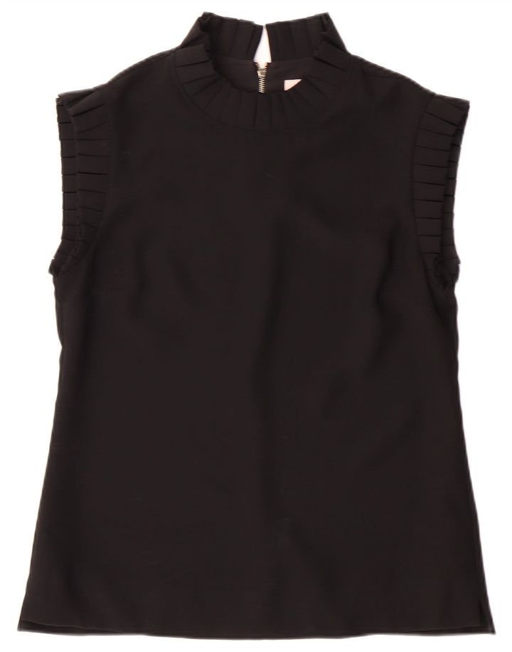 TED BAKER Womens Sleeveless Blouse Top Size 2 Small Black Polyester