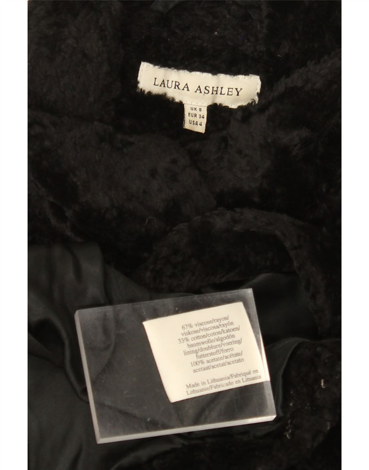 LAURA ASHLEY Damen Kunstpelzmantel UK 8 Small Schwarze Viskose