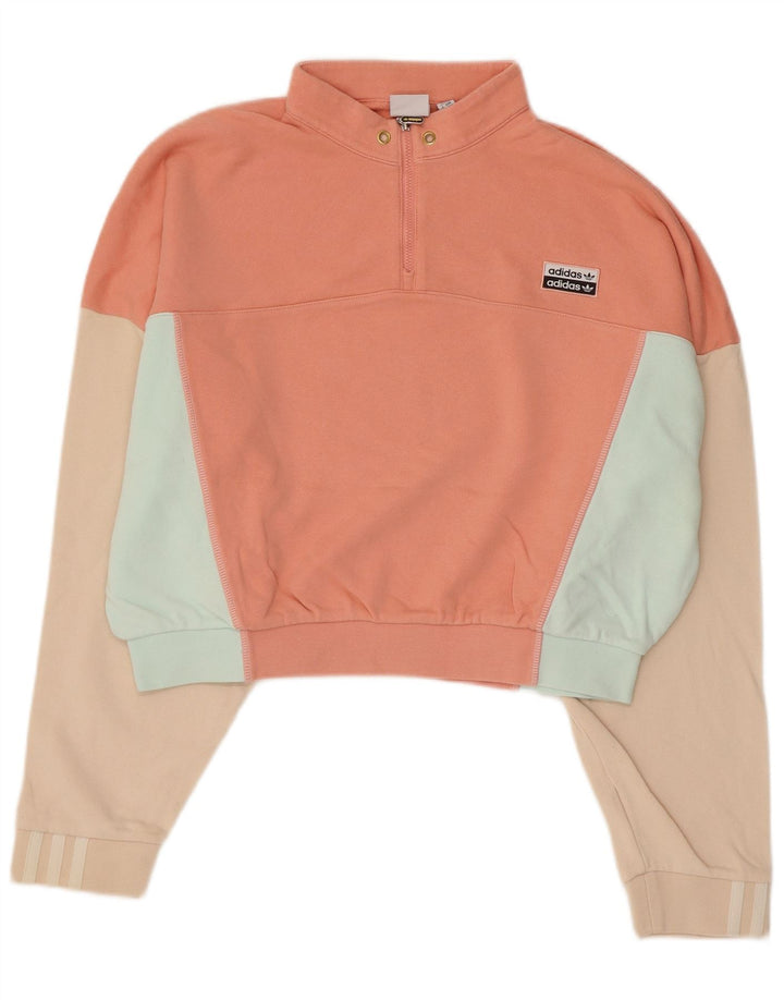 Adidas Damen Übergroßer Crop Sweatshirt Pullover UK 14 Mittelrosa