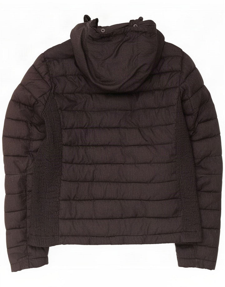 Superdry Wattierte Damenjacke mit Kapuze, UK 16, Größe L, Schwarz, Polyester