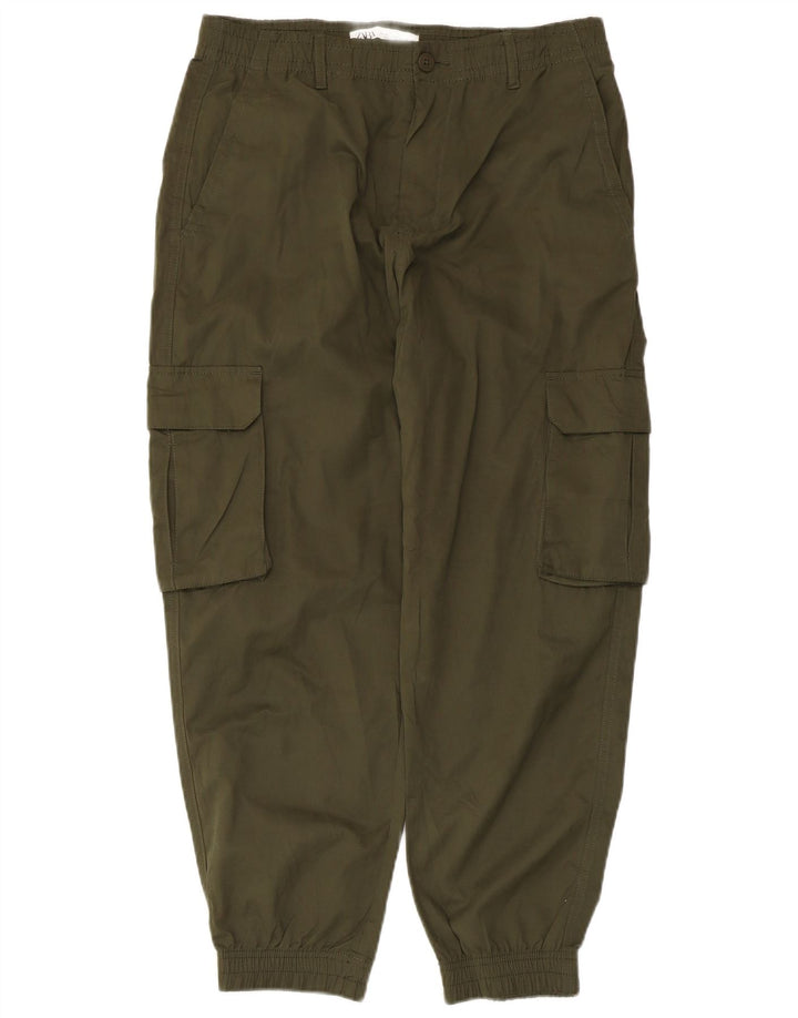 Zara Damen Crop Jogger Cargohose Medium W31 L25 Khaki