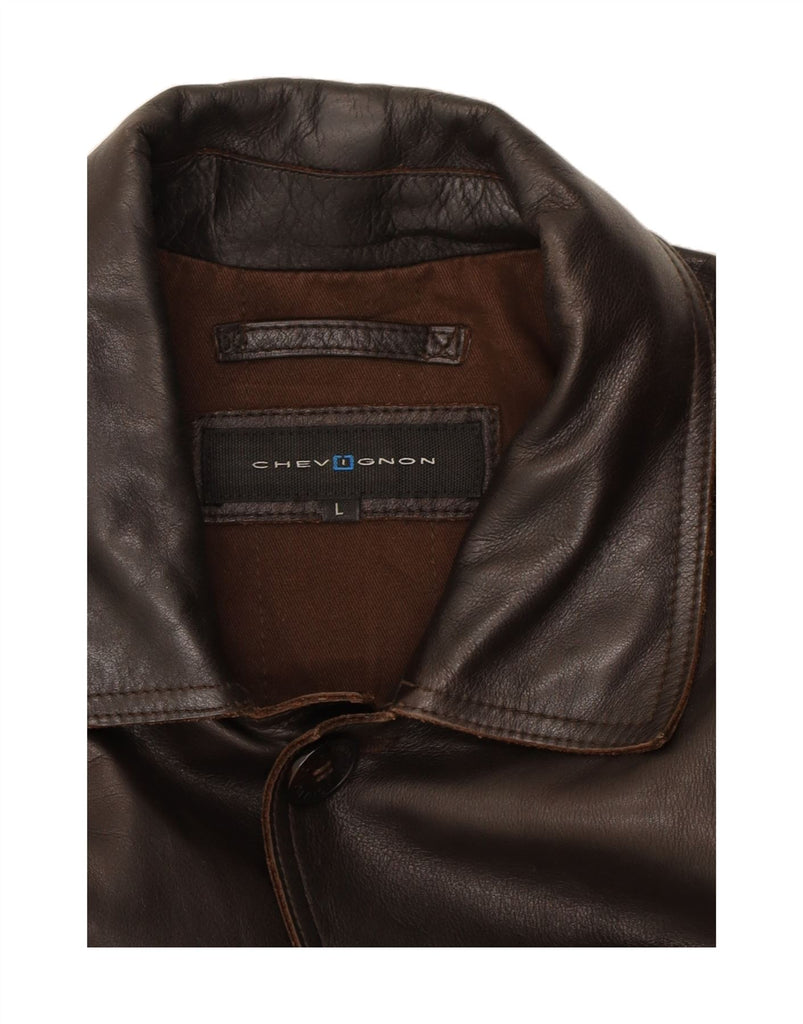 CHEVIGNON Mens Leather Coat UK 40 Large Brown Leather Vintage Chevignon and Second-Hand Chevignon from Messina Hembry 