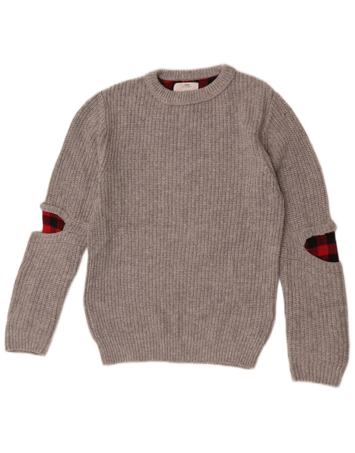 Zara Jungen-Pullover mit U-Boot-Ausschnitt, 9–10 Jahre, graues Polyester