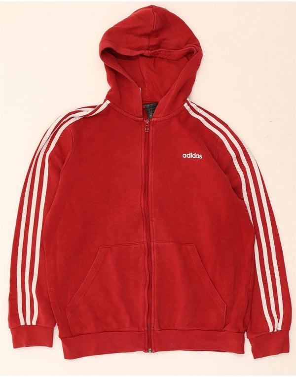 Adidas Jungen-Kapuzenpullover mit Reißverschluss, 15–16 Jahre, rote Baumwolle