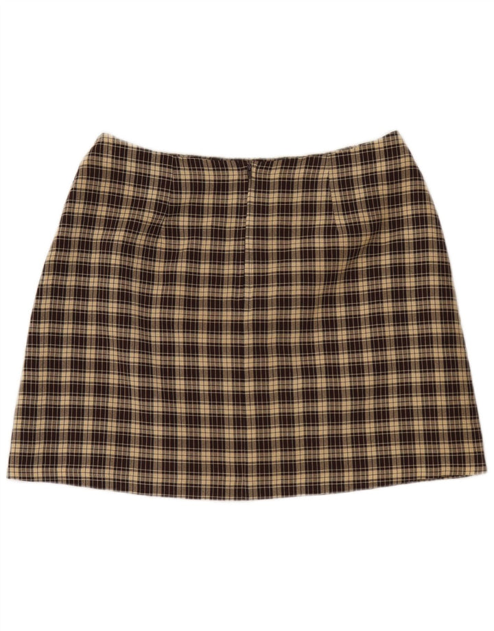 Dorothy Perkins Damen Minirock UK 16 Large W32 Braun kariertes Polyester