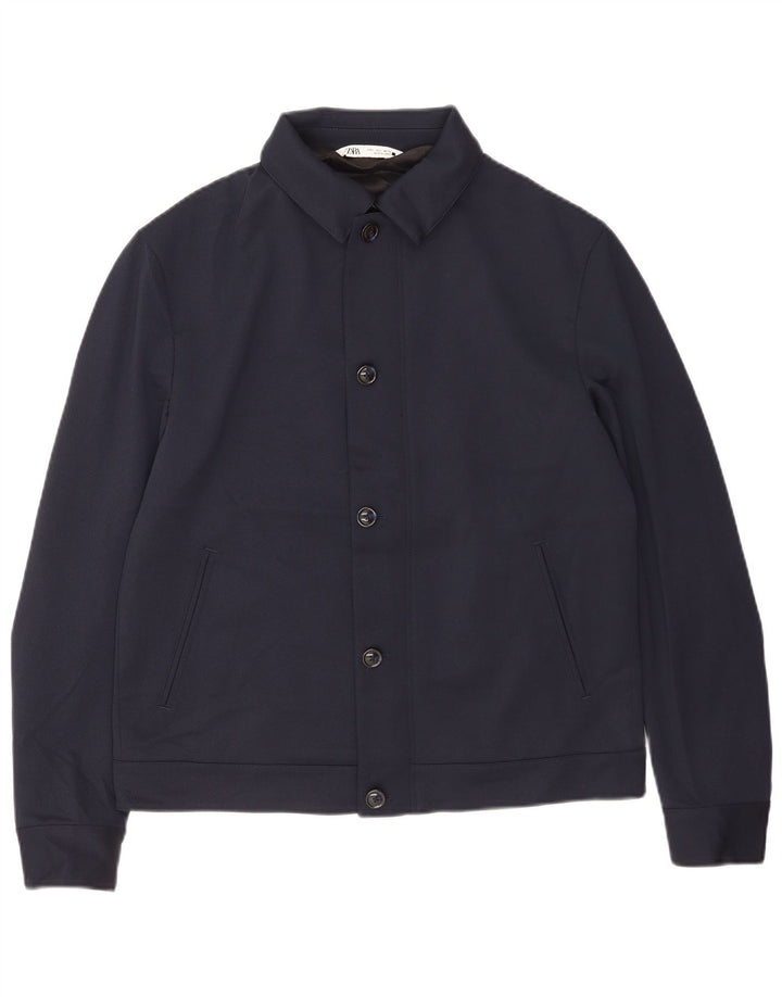 Zara Herren Bomberjacke UK 40 Large Marineblau Polyester