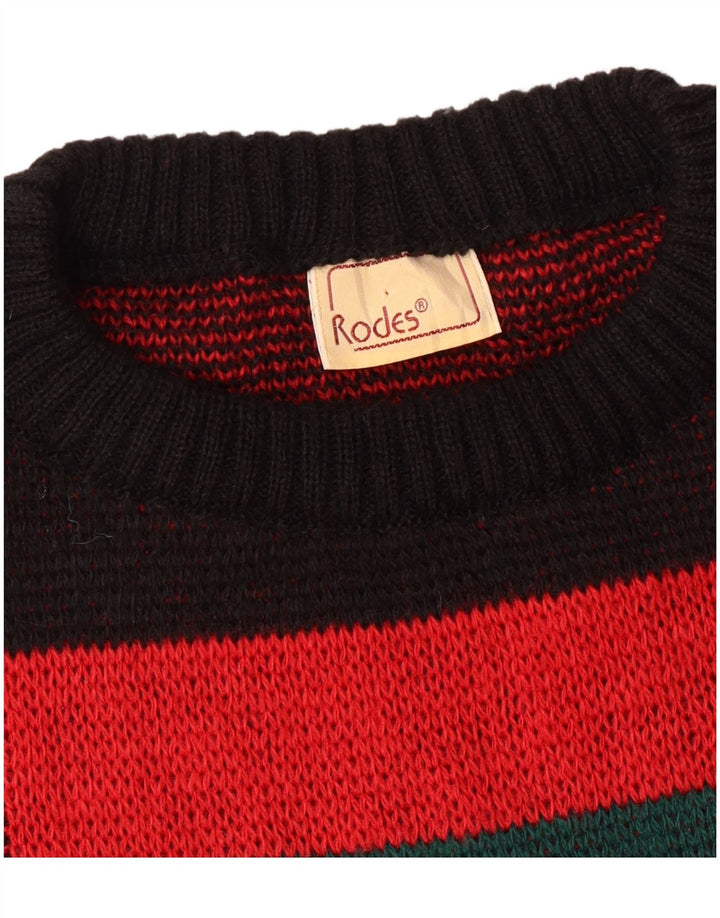 Rodes Herren-Pullover mit Rundhalsausschnitt, Mittelrot, geometrisch