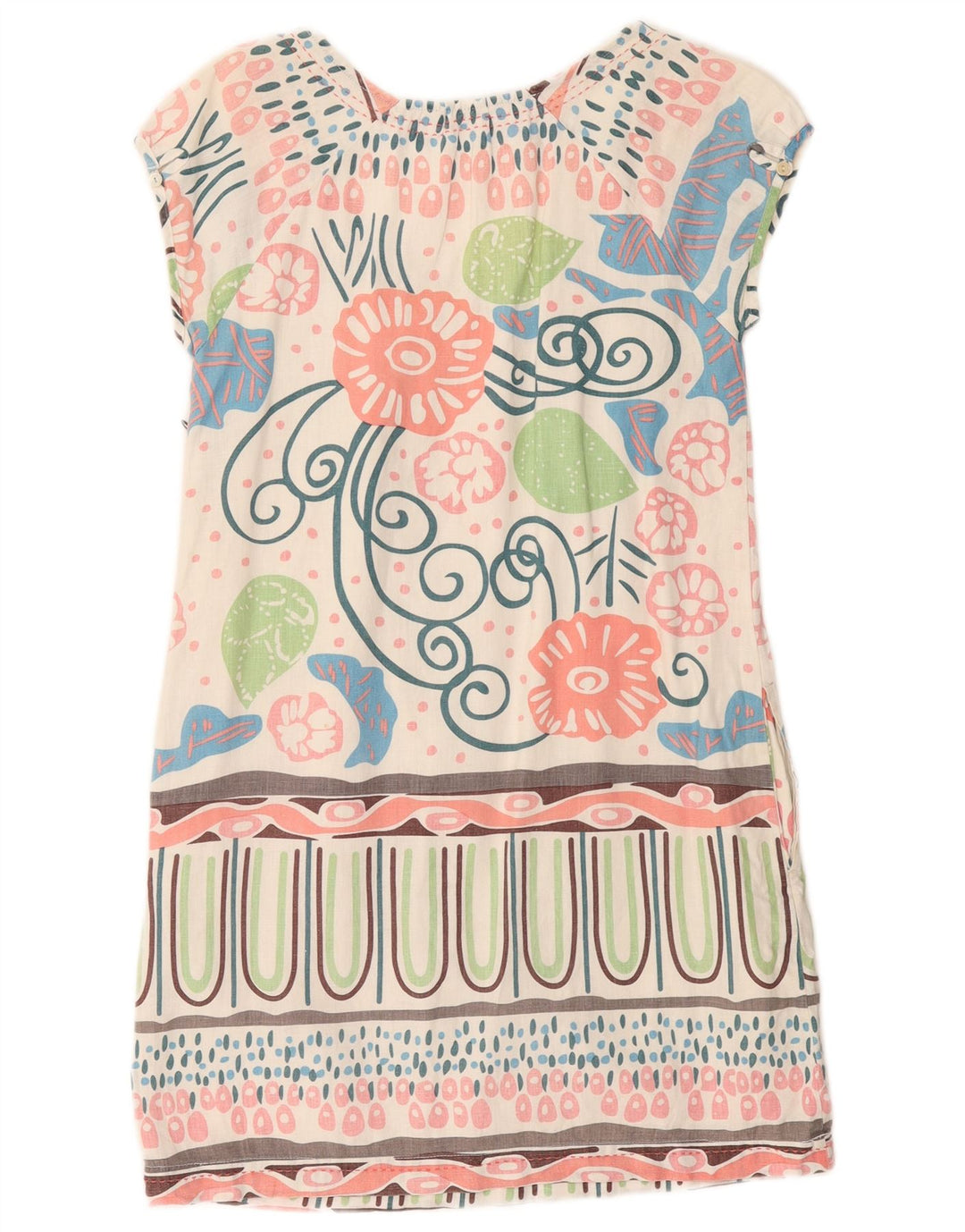 WHITE STUFF Damen-Etuikleid, Größe S, Weiß, Blumenmuster, Leinen