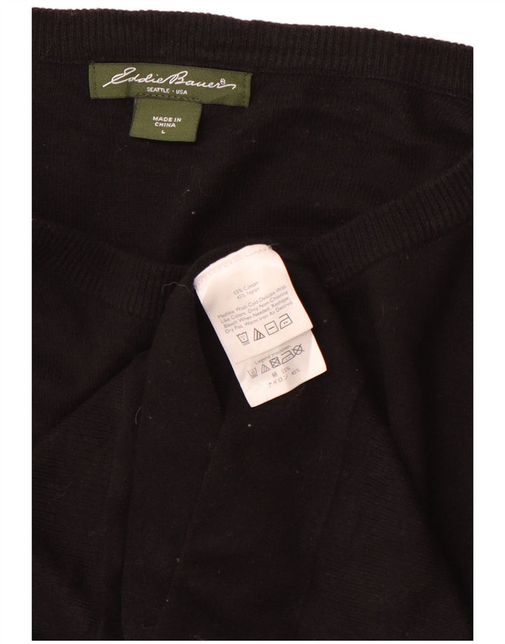 EDDIE BAUER Damen-Cardigan-Pullover UK 16 Große schwarze Baumwolle